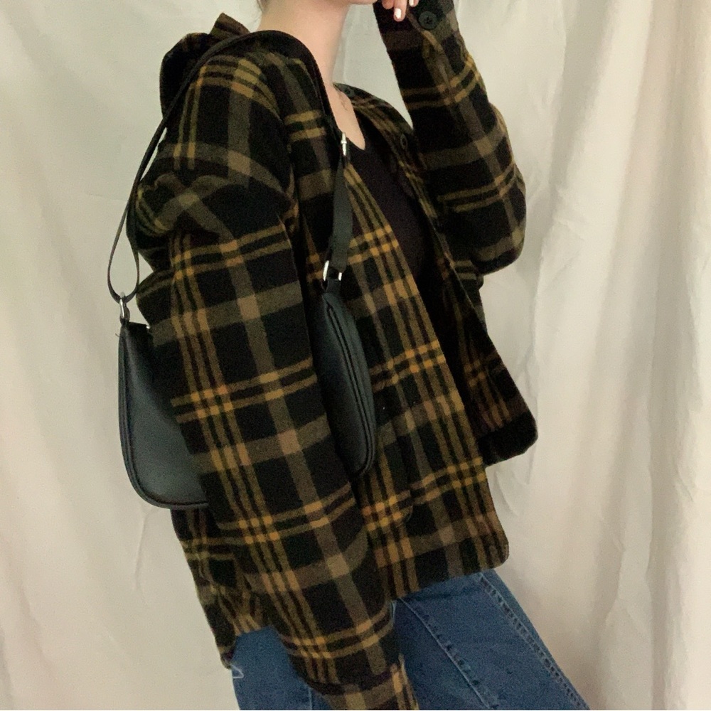 JENNI KAYNE Plaid Tan, Black Coat. XS